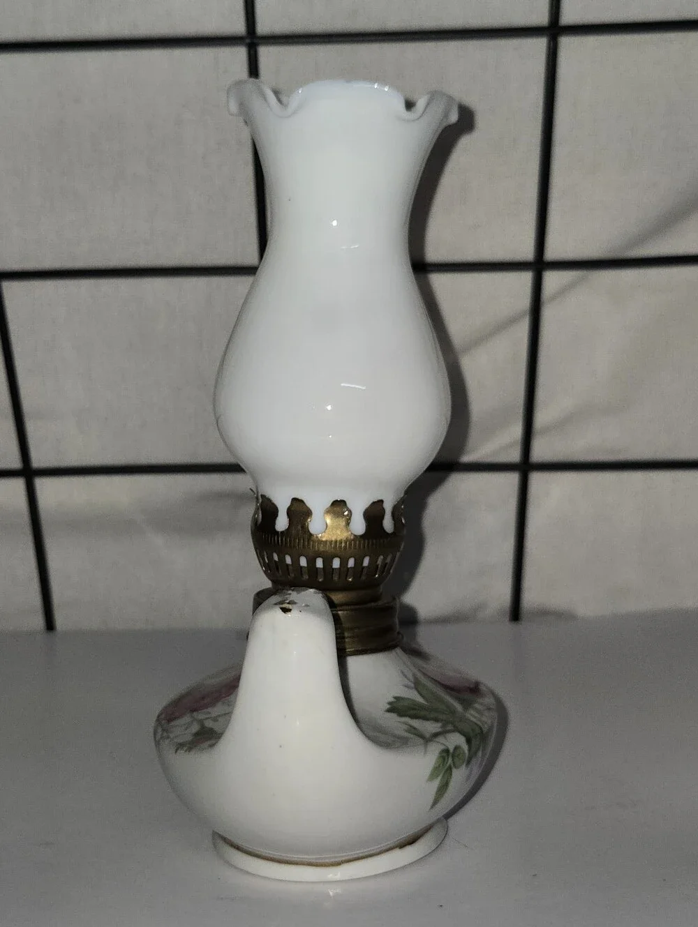 Vintage Miniature White Porcelain  Genie Oil Lamp